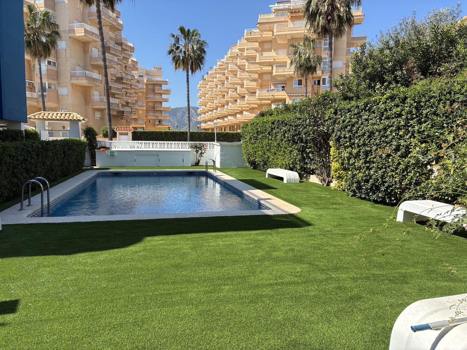 Piscina residencial con paisajismo